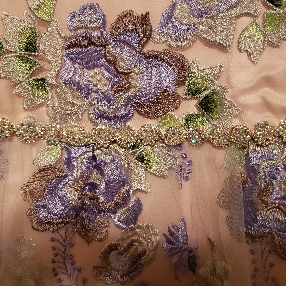 Pink with purple floral dress